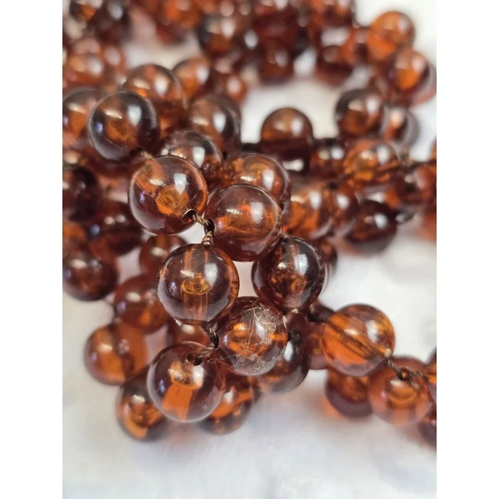 Vintage Amber Beaded Napkin Ring Set Of 8 Mid Century Modern Resin 3 Strands Lot